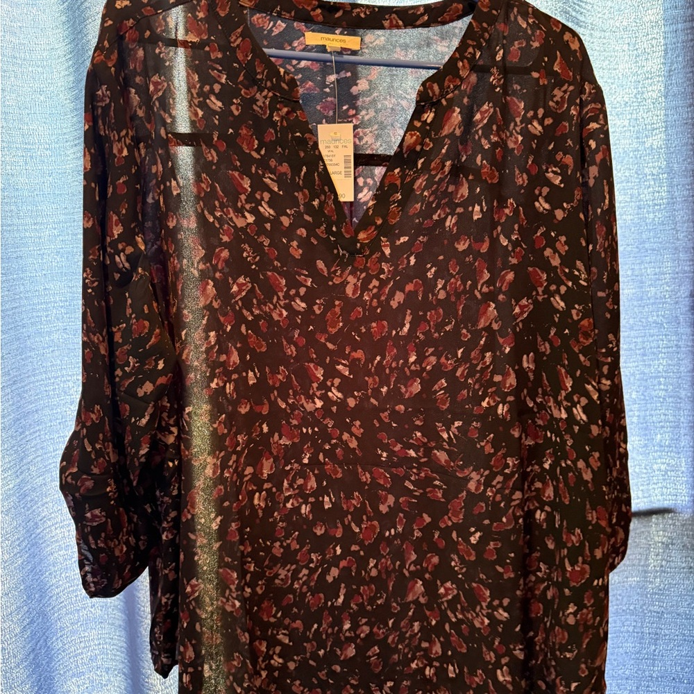 Women's navy and purple patterned top